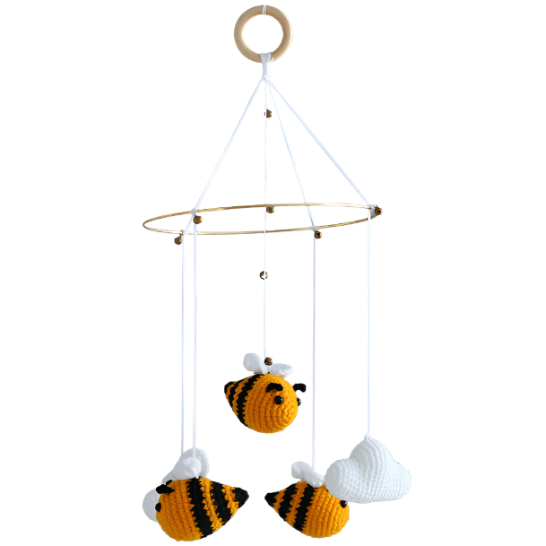 Suzie's Sunshine Dolls - Handmade Crochet Baby Crib Mobile – Buzzing with Charm - Suzie's Sunshine Dolls