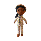 Suzie's Sunshine Dolls Army doll in a multicolour crocheted camouflage uniform and hat. Approx. 28-30cm tall.