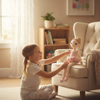 Suzie's Sunshine Dolls handmade crochet ballerina doll in pink tutu and ballet slippers, with blonde hair and delicate stitching.