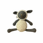 Suzie's Sunshine Dolls grey and cream crochet lamb with bobble belly and grey ears, approx 22cm tall.