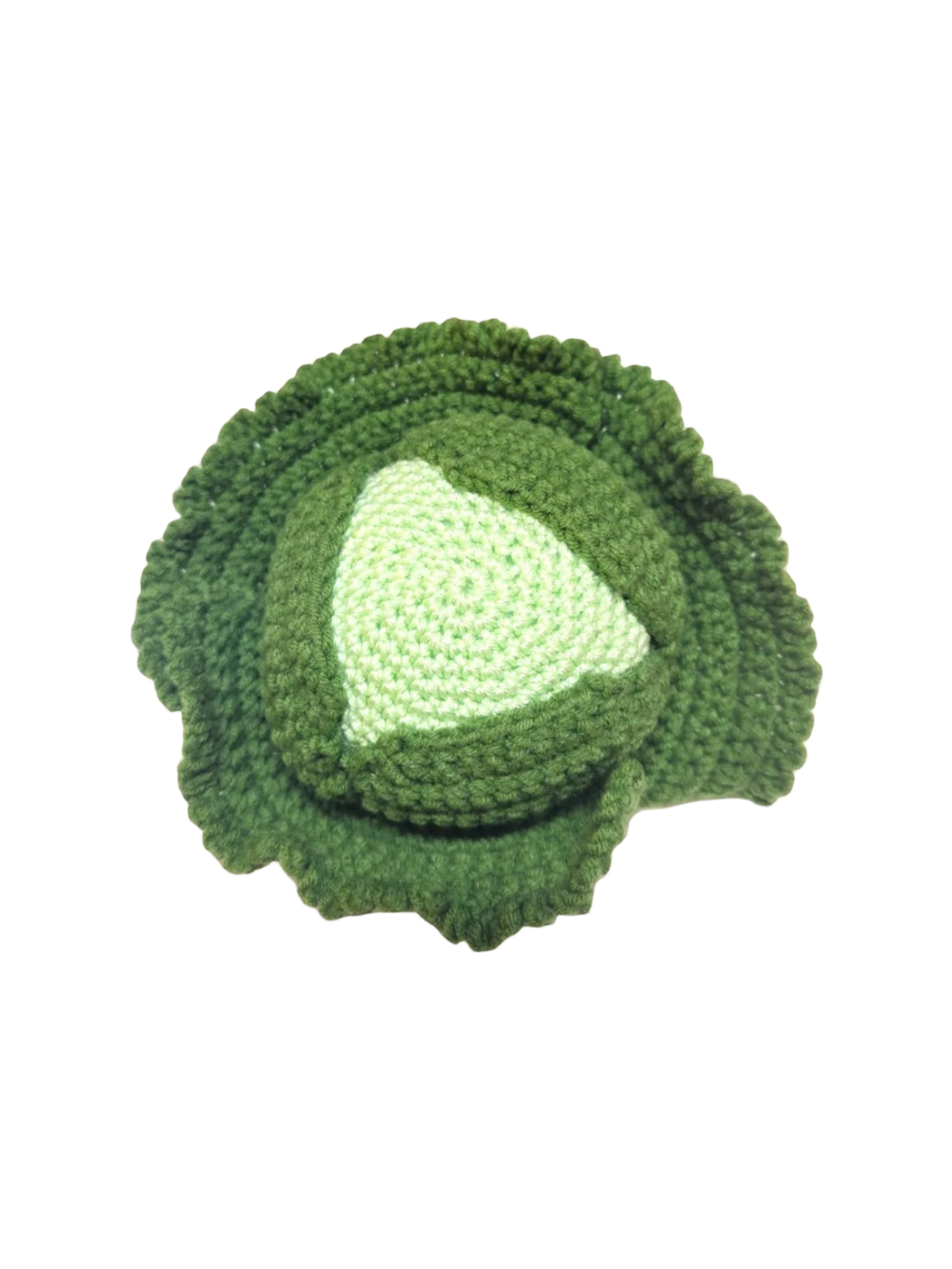 Suzie's Sunshine Dolls hand-crocheted green cabbage toy, perfect for pretend play and learning.