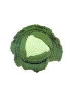 Suzie's Sunshine Dolls hand-crocheted green cabbage toy, perfect for pretend play and learning.