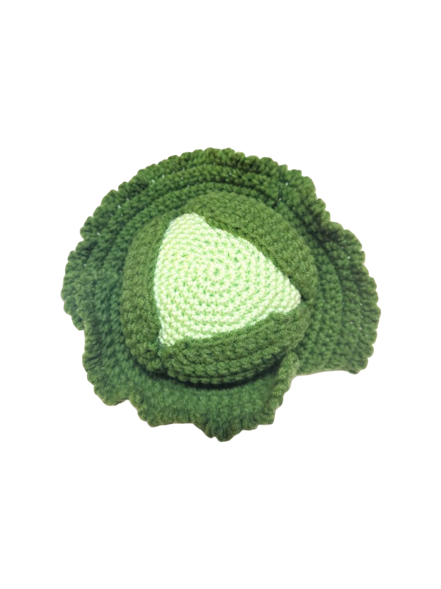 Suzie's Sunshine Dolls hand-crocheted green cabbage toy, perfect for pretend play and learning.