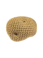 Suzie's Sunshine Dolls hand-crocheted golden-brown garlic clove, made from cotton yarn.