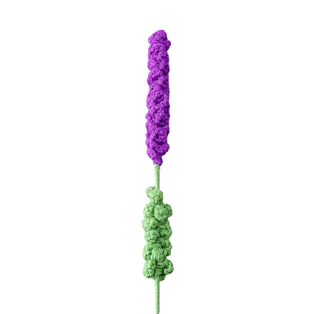 Suzie's Sunshine Dolls hand-crocheted lavender stems in lilac and light green cotton yarn. Approx 25cm tall.