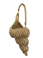 Suzie's Sunshine Dolls gold woven seashell shoulder bag with braided strap