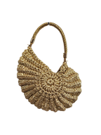 Suzie's Sunshine Dolls gold textured shell shaped handbag with braided handle