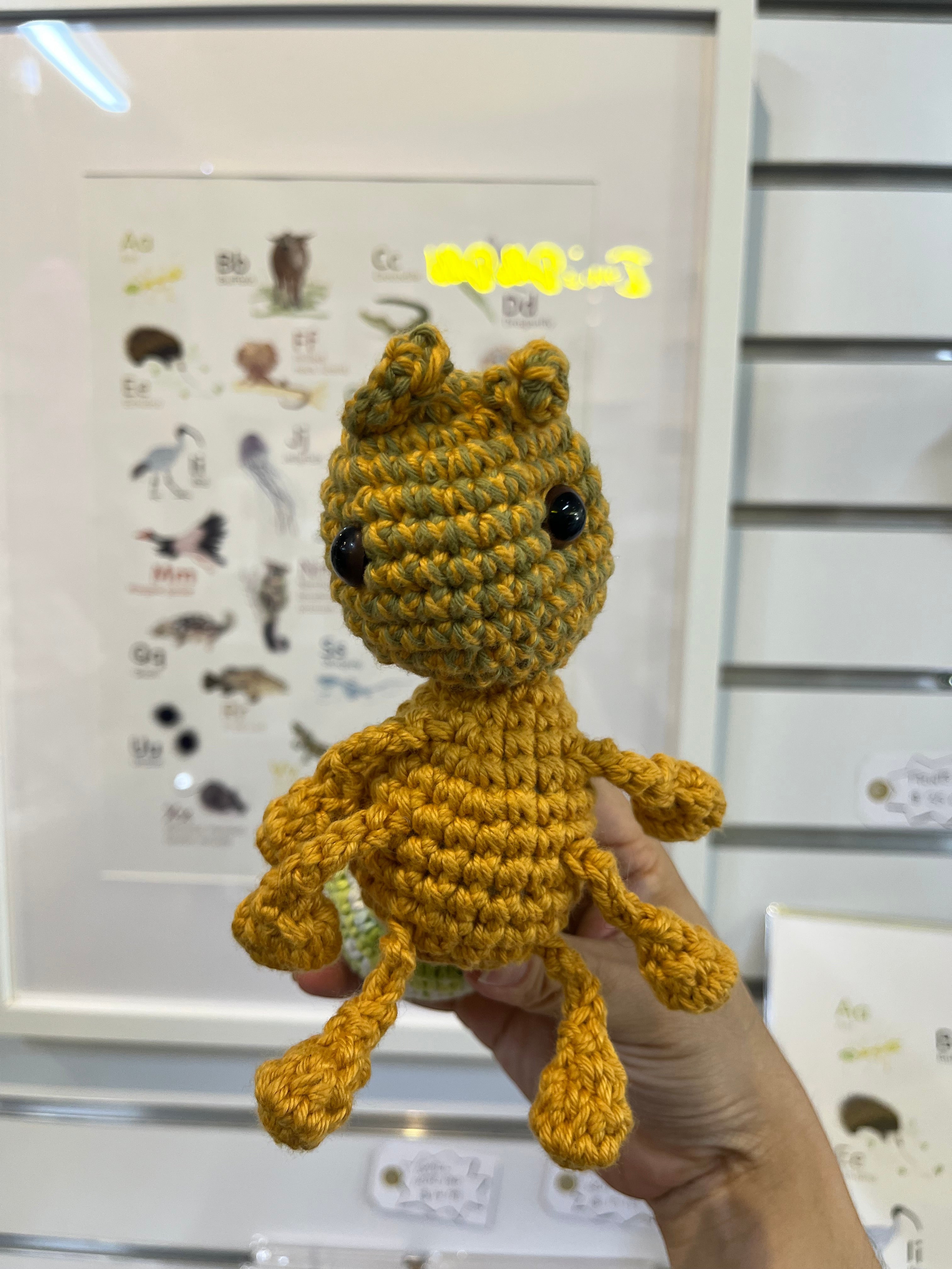 Suzie's Sunshine Dolls Gertrude the Green Ant crochet toy with antennae and stitched smile, approx. 10-12cm tall.