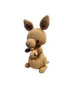Suzie's Sunshine Dolls Kirsty the Kangaroo crochet toy with joey in pouch, brown yarn, handmade, 22-25cm