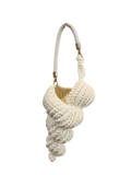 Suzie's Sunshine Dolls cream crocheted seashell handbag with braided rope handle.