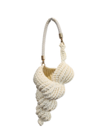 Suzie's Sunshine Dolls cream crocheted seashell handbag with braided rope handle.
