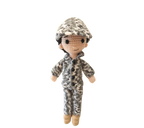 Suzie's Sunshine Dolls Navy doll in camouflage uniform and cap, crocheted with yarn. Approx. 28-30cm tall.