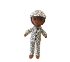 Suzie's Sunshine Dolls Navy doll, crocheted in camouflage uniform and cap. Approx. 28-30cm tall.