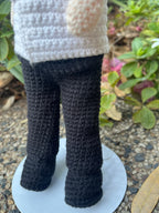 Suzie's Sunshine Dolls handmade crochet pilot doll in white shirt and black pants, part of the Community Helpers collection.