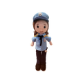 Suzie's Sunshine Dolls Policeman/Policewoman crochet doll in blue uniform with badge and cap. Approx. 28-30cm tall.