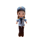 Suzie's Sunshine Dolls Policeman/Policewoman crochet doll in blue uniform with badge and cap. Approx. 28-30cm tall.