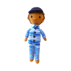 Suzie's Sunshine Dolls RAAF Personnel doll in blue camouflage uniform with cap. Handmade crochet yarn.