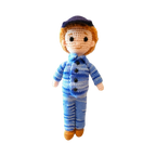 Suzie's Sunshine Dolls RAAF Personnel doll in blue camouflage uniform with cap. Handmade crochet yarn.