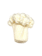 Suzie's Sunshine Dolls hand-crocheted white cauliflower toy made of cotton yarn.